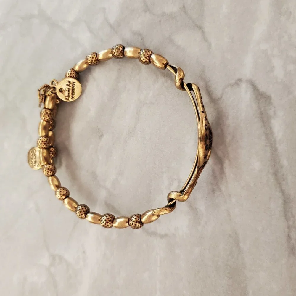 ✨ Alex and Ani Gold Beaded Expandable Bracelet Vintage 66 ✨ - Picture 2 of 5